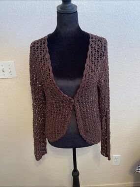 West End Petite Crochet Cardigan with Pearl Details